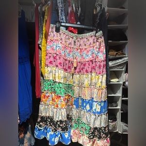 White Birch Floral Patchwork Boho Maxi Skirt NWOT Sz 2X